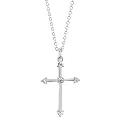 0.13ct Round Brilliant Cut Diamond Cross Necklace