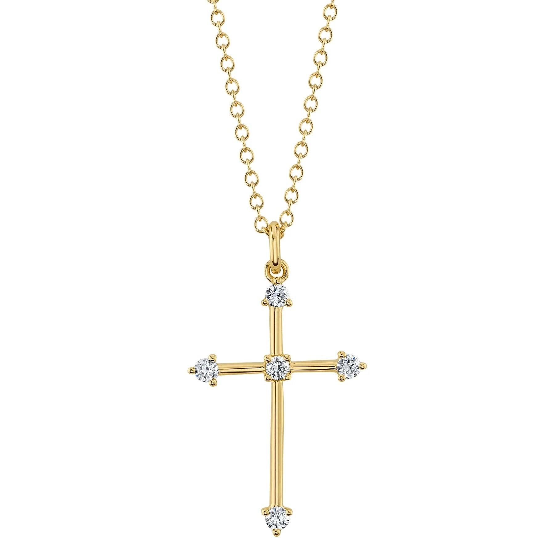 0.13ct Round Brilliant Cut Diamond Cross Necklace