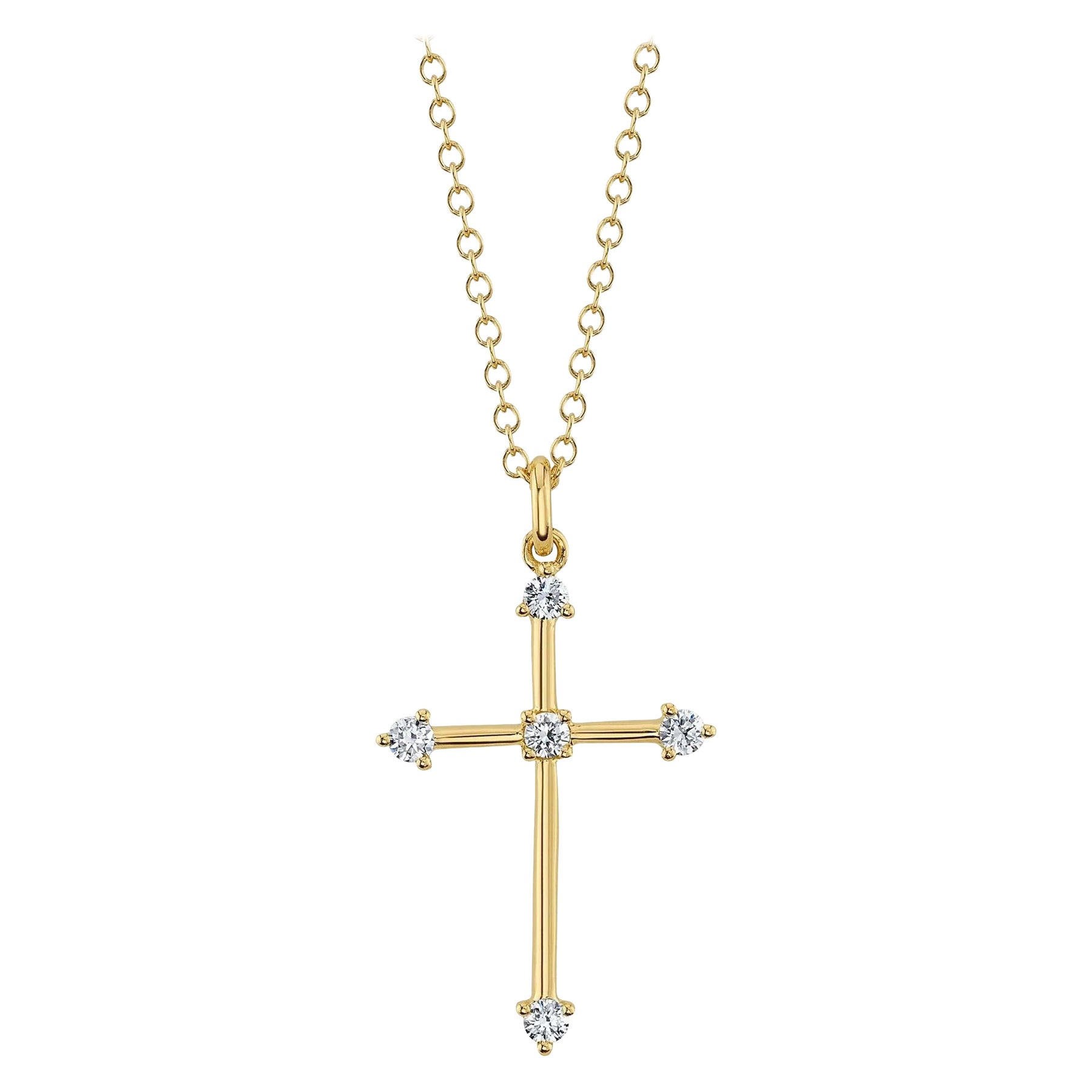 0.13ct Round Brilliant Cut Diamond Cross Necklace