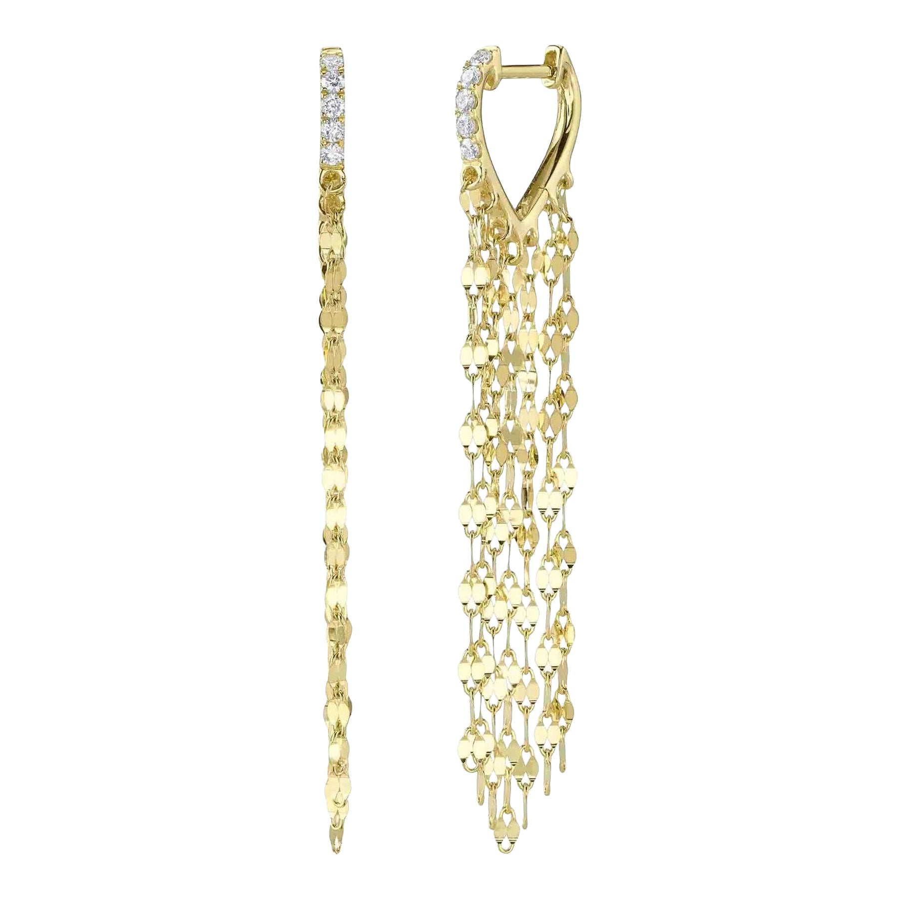 0.13ct Round Brilliant Cut Diamond Dangle Chain Earrings