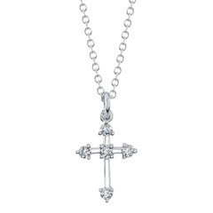 0.13ct Round Brilliant Cut Diamond Mini Cross Necklace