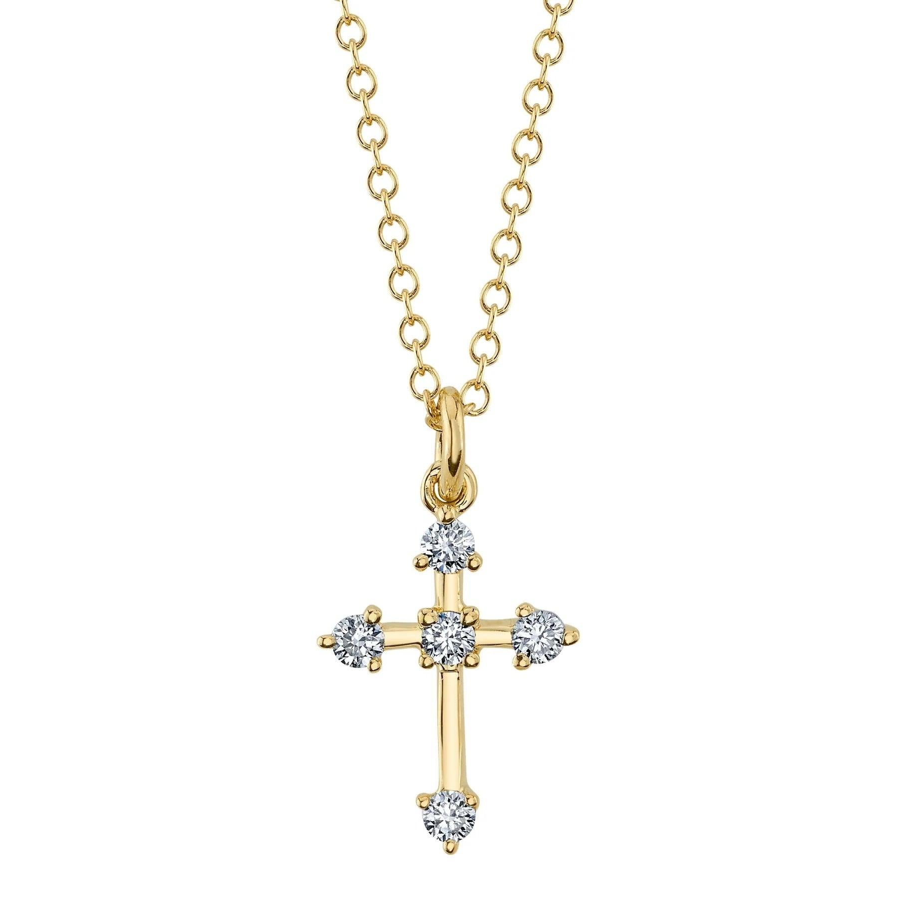 0.13ct Round Brilliant Cut Diamond Mini Cross Necklace