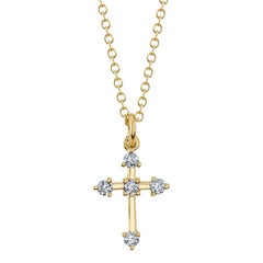 0.13ct Round Brilliant Cut Diamond Mini Cross Necklace