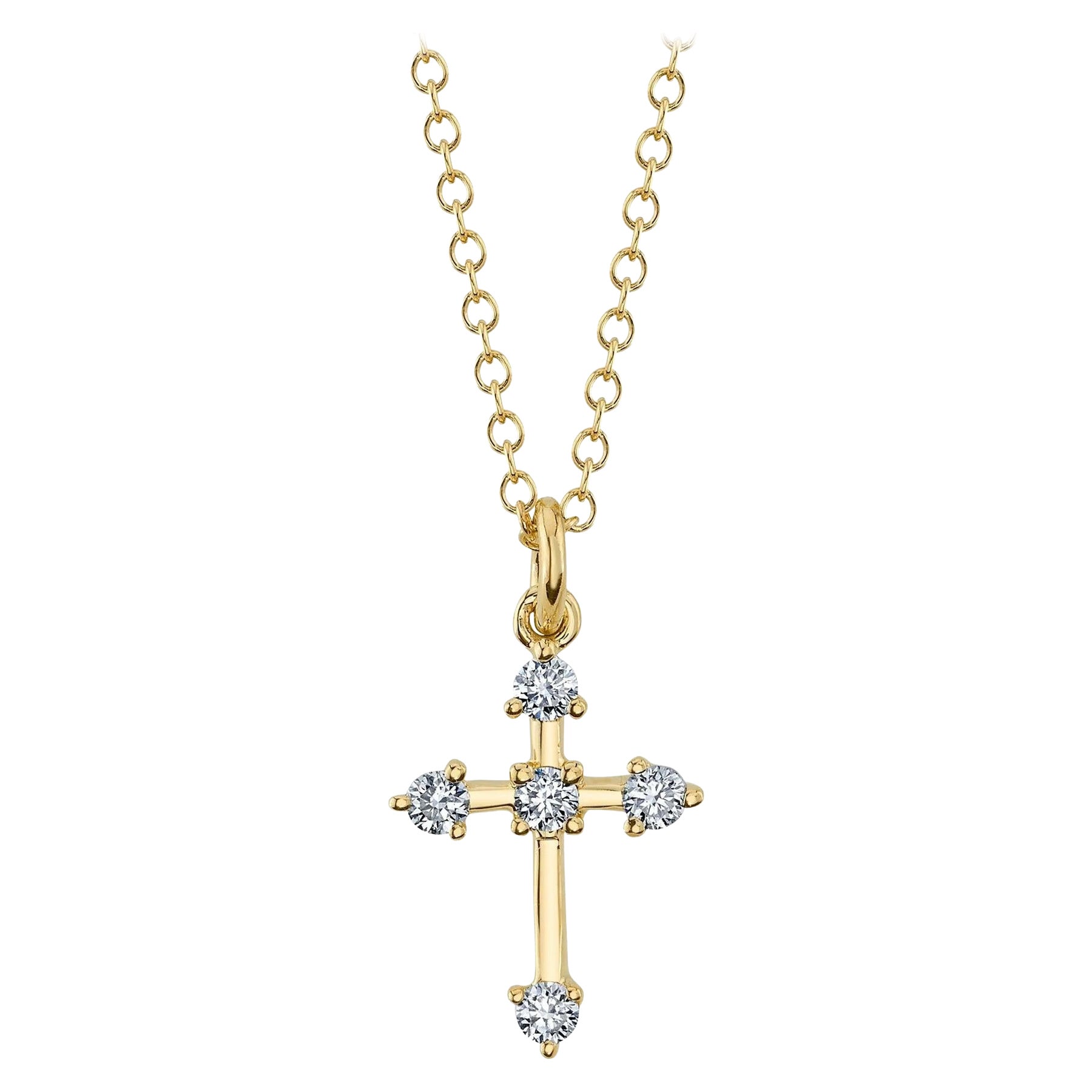 0.13ct Round Brilliant Cut Diamond Mini Cross Necklace