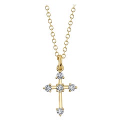 0.13ct Round Brilliant Cut Diamond Mini Cross Necklace