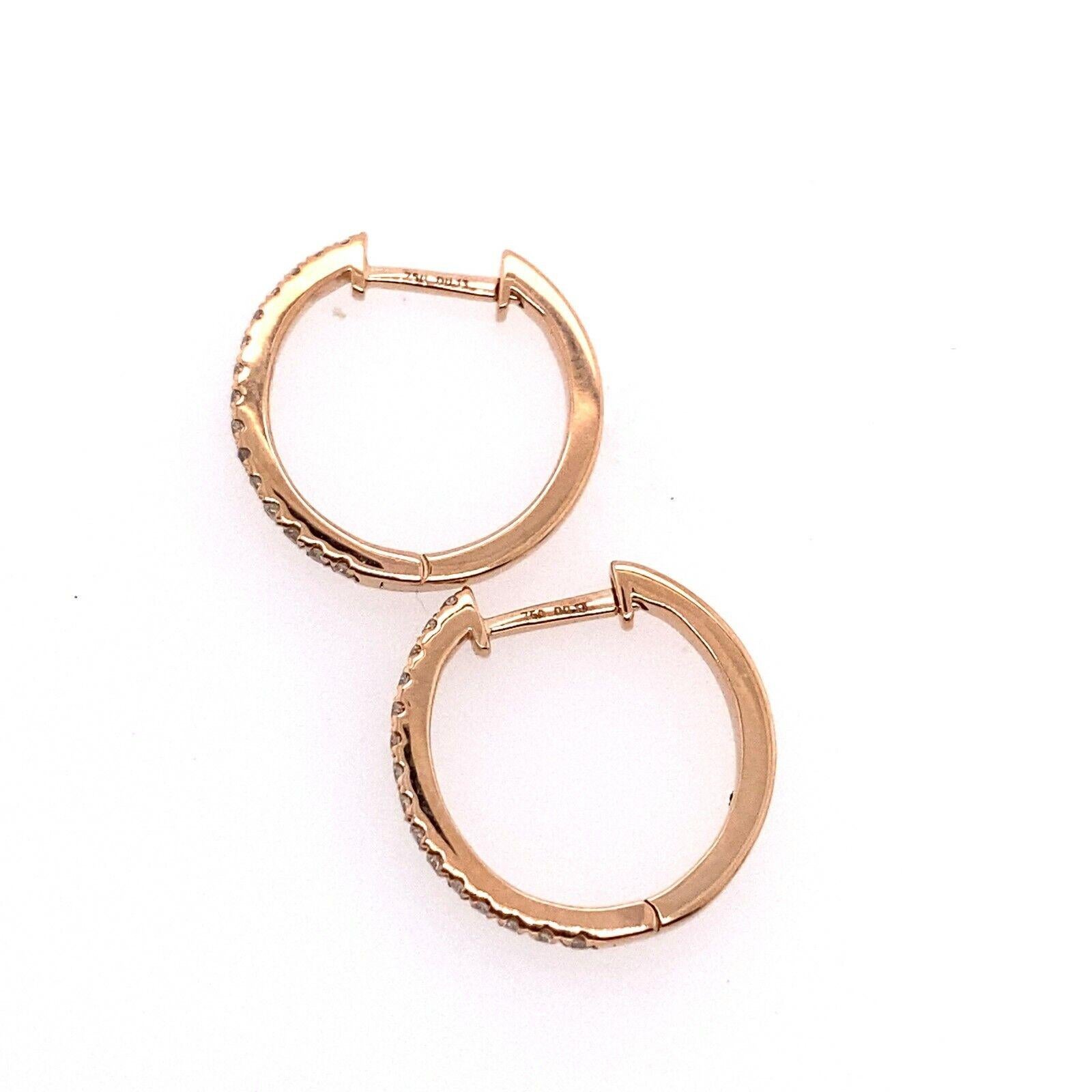 18ct Rose Gold Diamond Hoop Earrings, Set With 0.13ct Of Round Diamonds,15mm

The earrings measure 15mm in diameter and are set with 0.13ct of round Diamonds. The earrings are a great choice for women who love to wear jewellery that is both classy