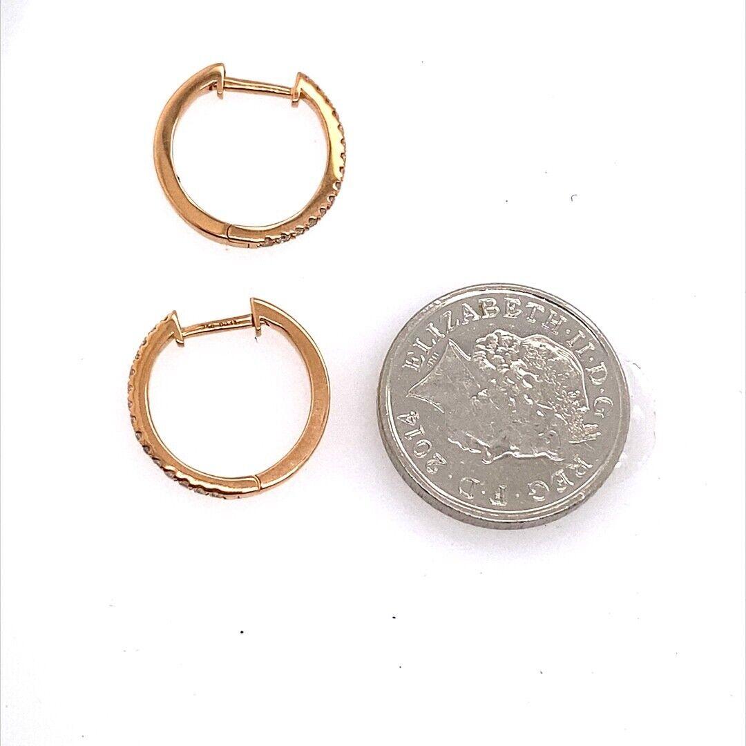 0.13ct Round Diamond Hoop Earrings in 18ct Rose Gold In New Condition For Sale In London, GB