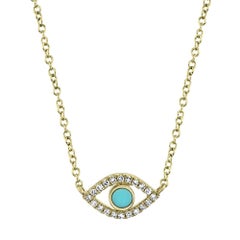 0.13ct Turquoise and Diamond Evil Eye Necklace 0.13ct Turquoise and Diamond Evil Eye Necklace