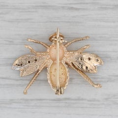 0.13ctw Diamond Bee Brooch 14k Yellow Gold Insect Bug Jewelry Pin
