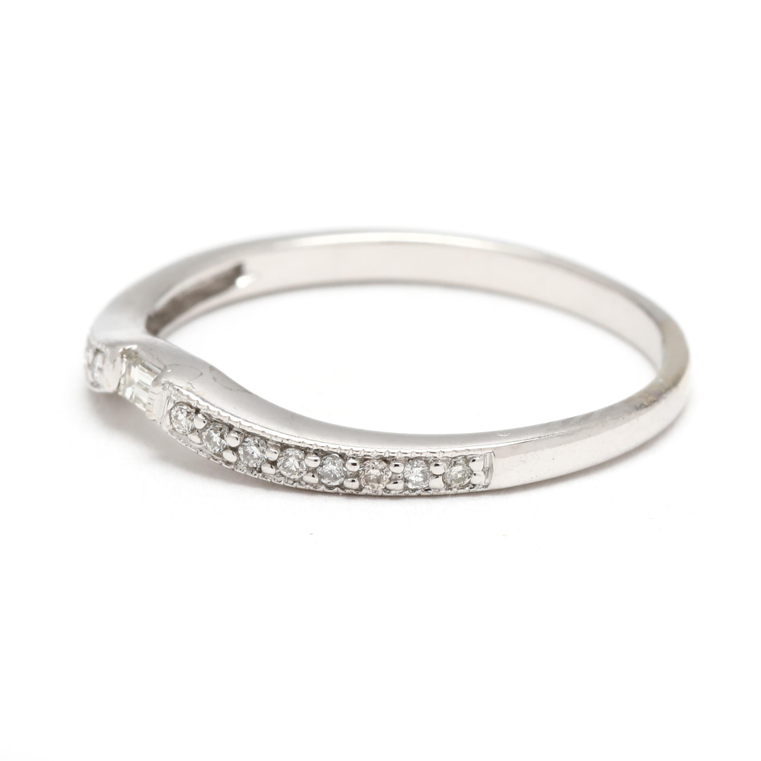 0,13ctw Diamond Curved Contour Band Ring, 14k Weißgold, Ringgröße 6,75 im Zustand „Gut“ im Angebot in McLeansville, NC