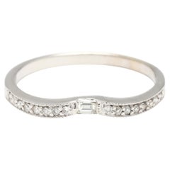 0.13ctw Diamond Curved Contour Band Ring, 14k White Gold, Ring Size 6.75