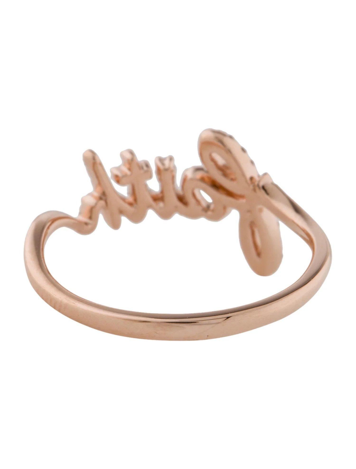 Women's 0.14 Carat Diamond Faith Rose Gold Ring For Sale