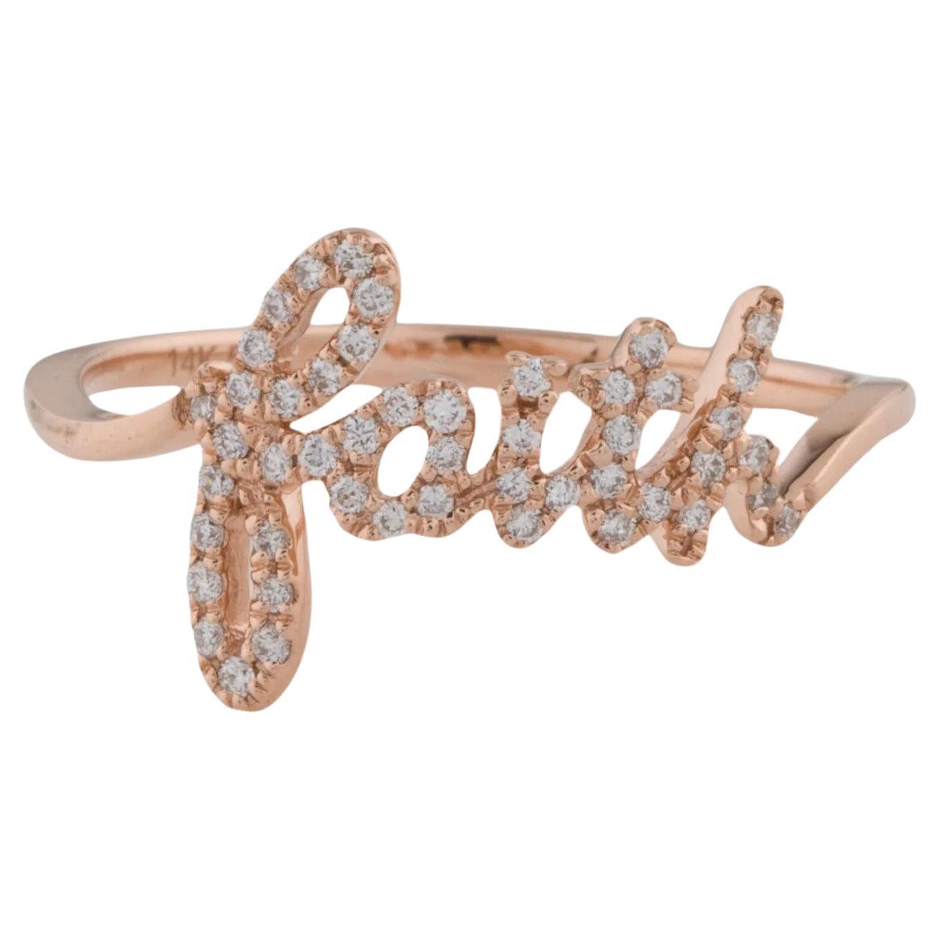 0.14 Carat Diamond Faith Rose Gold Ring For Sale