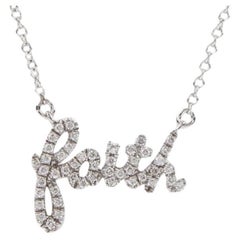 0.14 Carat Diamond Faith White Gold Pendant Necklace