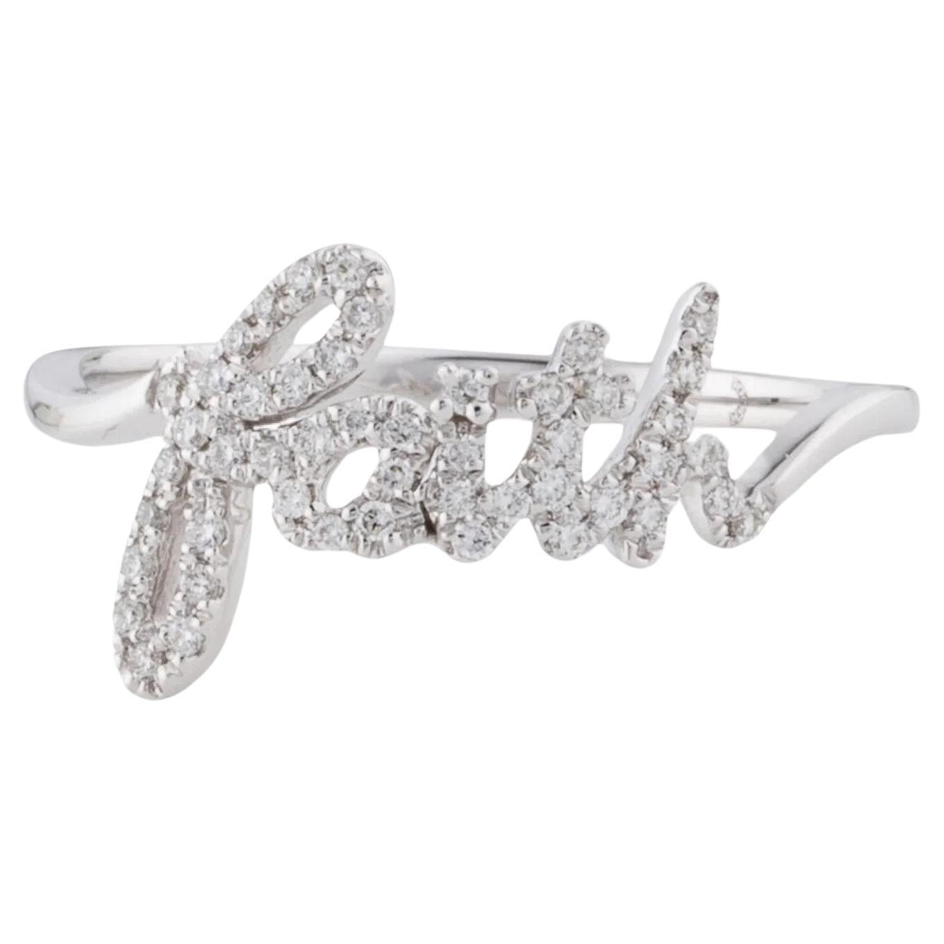 0.14 Carat Diamond Faith White Gold Ring For Sale