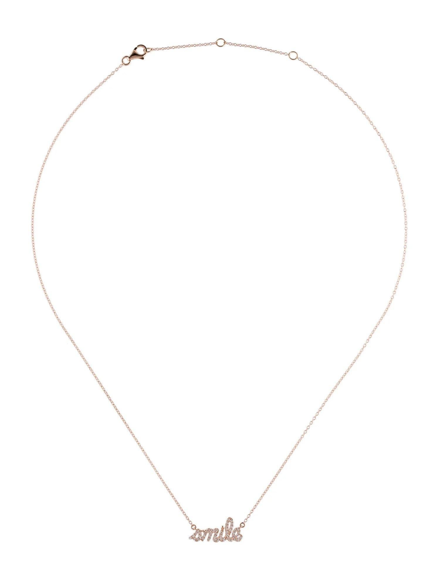 Collier pendentif sourire en or rose avec diamants 0,14 carat Neuf - En vente à Great Neck, NY