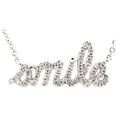 0.14 Carat Diamond Smile White Gold Pendant Necklace