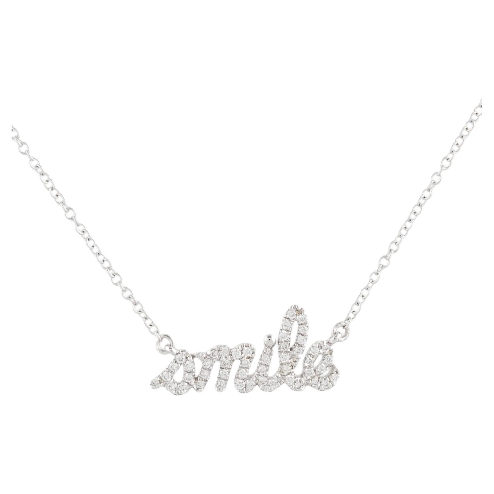 0.14 Carat Diamond Smile White Gold Pendant Necklace For Sale