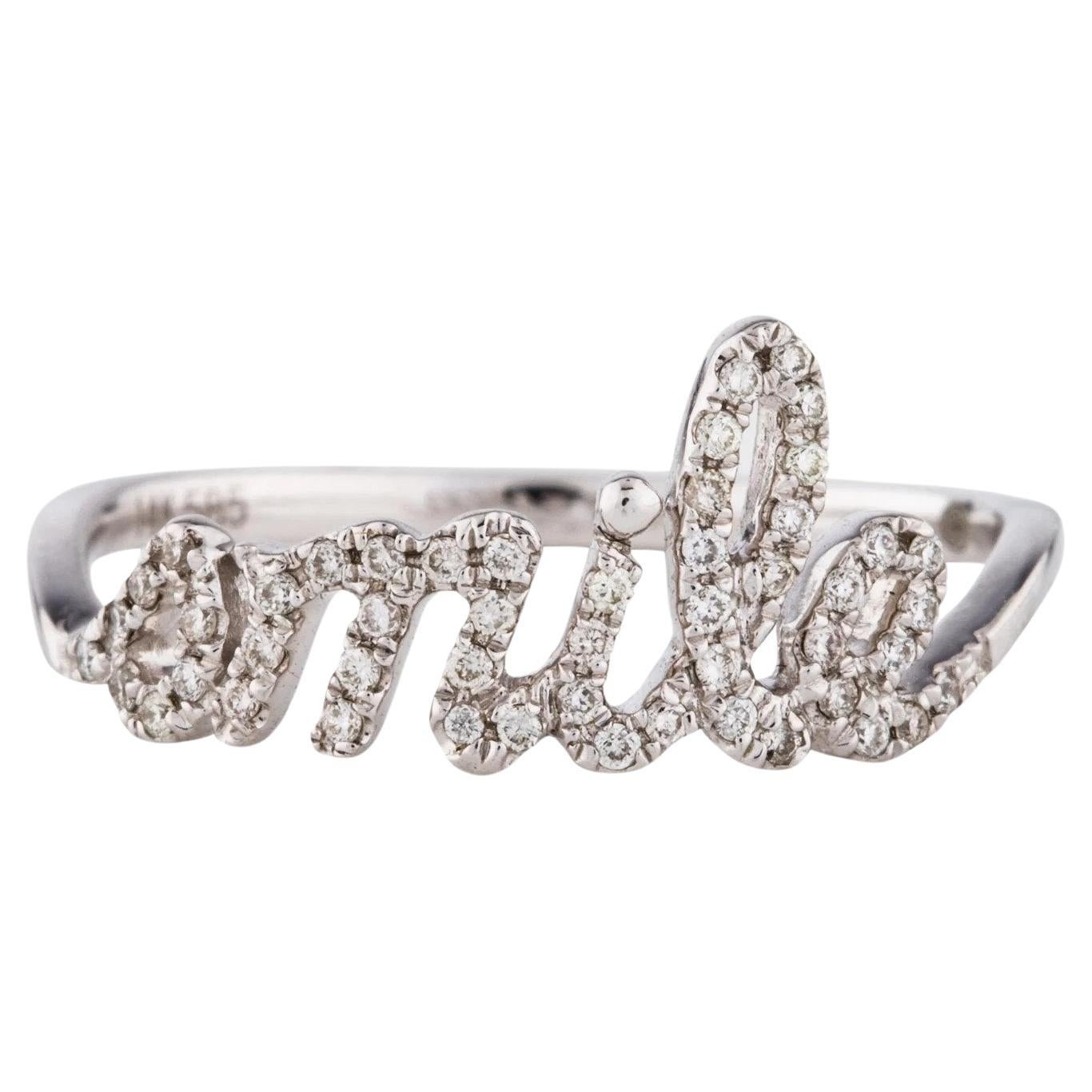 0.14 Carat Diamond Smile White Gold Ring For Sale