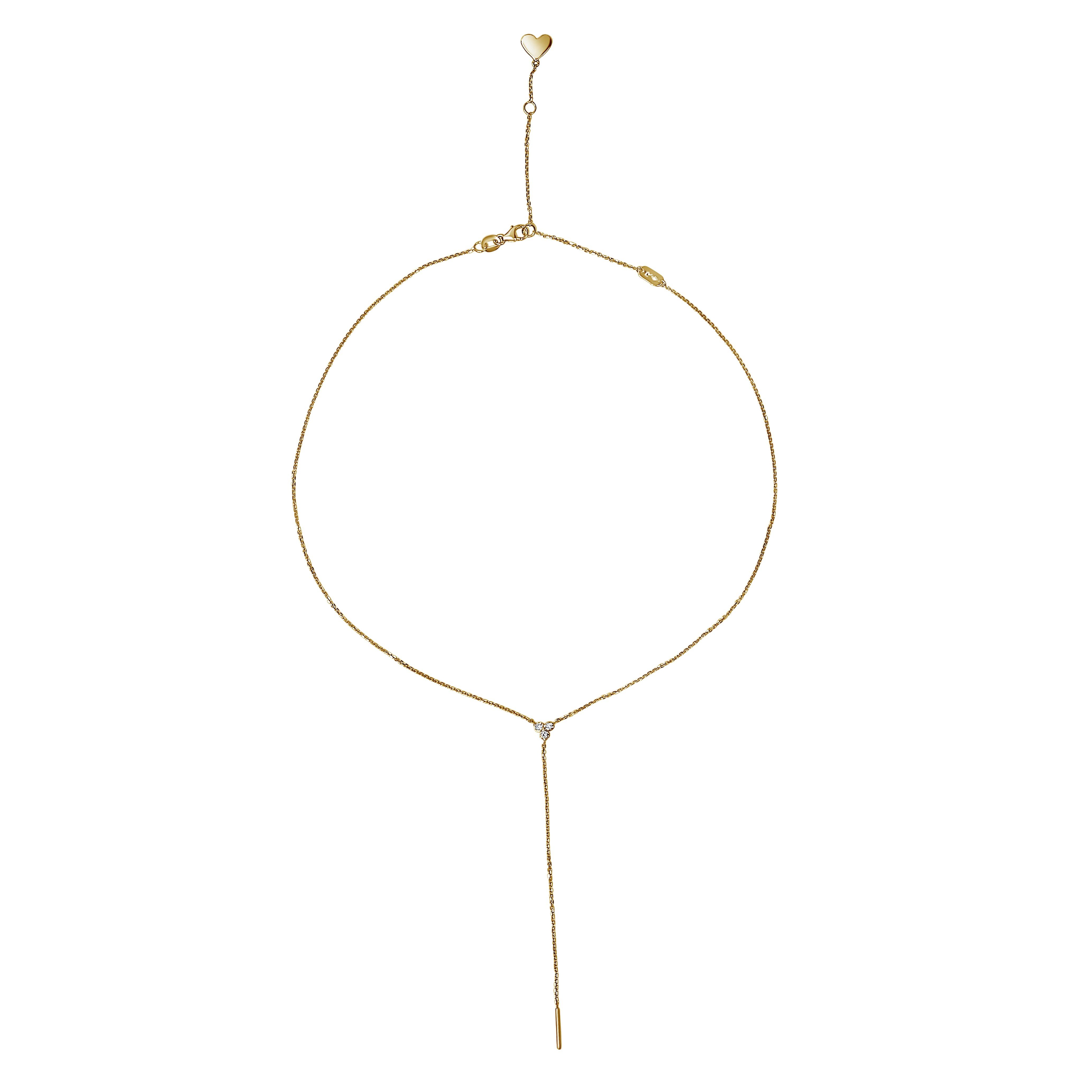 Diamond Trinity Lariat Y Necklace 14 Karat Yellow Gold - Shlomit Rogel

Shine bright in this youthful yet elegant trinity lariat necklace. Crafted from 14k yellow gold, the chain is adorned with three genuine white diamonds totaling 0.145 carat. A