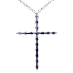 0.14 Carat Diamonds Necklace in 14K White Gold Cross