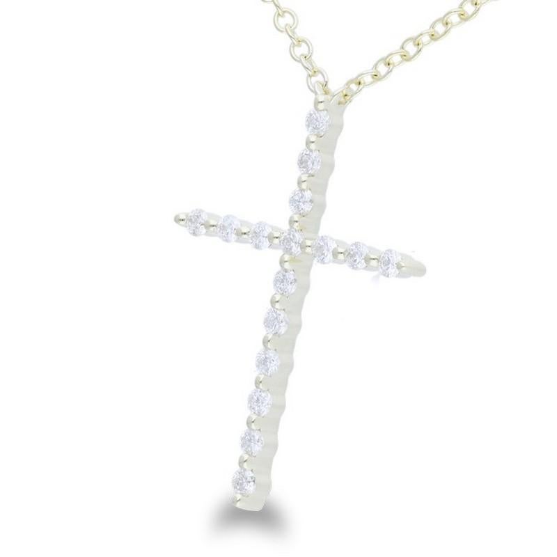     Diamond Carat Weight: This exquisite cross necklace features a total of 0.14 carats of diamonds. The necklace is adorned with 16 round-cut diamonds, carefully selected to provide a perfect balance of brilliance and elegance.

    Gold Type: