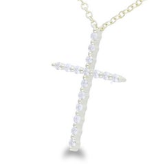 0.14 Carat Diamonds Necklace in 14K Yellow Gold Cross