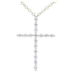 0,14 Karat Diamanten Halskette aus 14K Gelbgold Kreuz mit Diamanten 