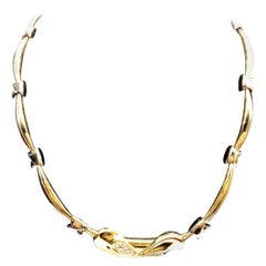 0.14 Carat Diamonds White and Yellow Gold Necklace Signed by Gianni Carità