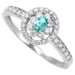 0,14 Karat natürlicher brasilianischer Paraiba-Turmalin & Diamantring aus Platin