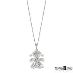Collier fille en or blanc 14 carats avec diamants naturels 0,14 carat