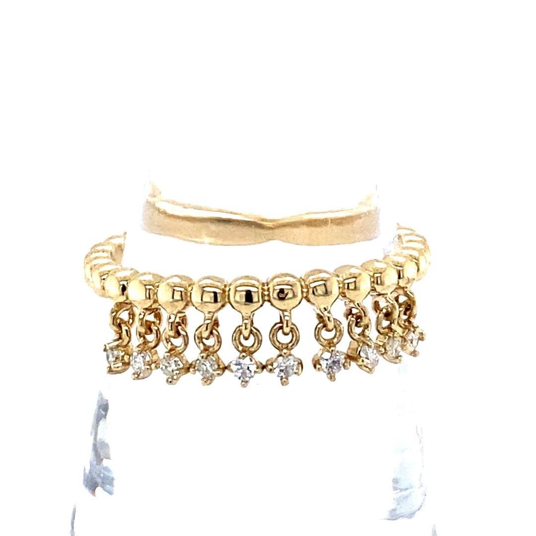 Bracelet en or jaune câblé avec diamant taille ronde Neuf - En vente à Los Angeles, CA