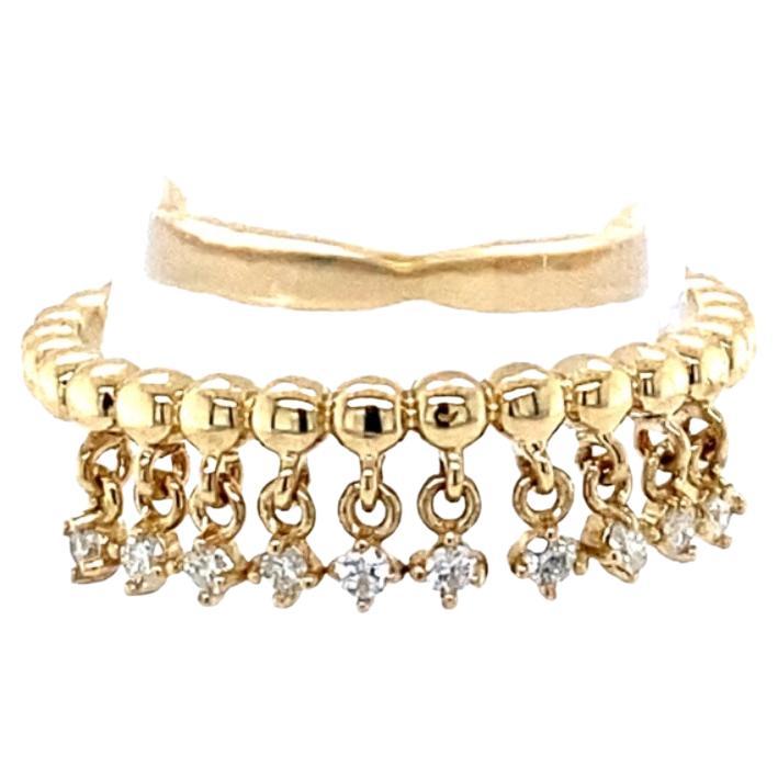 Round Cut Diamond Cable Yellow Gold Band