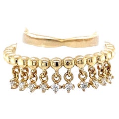 Round Cut Diamond Cable Yellow Gold Band