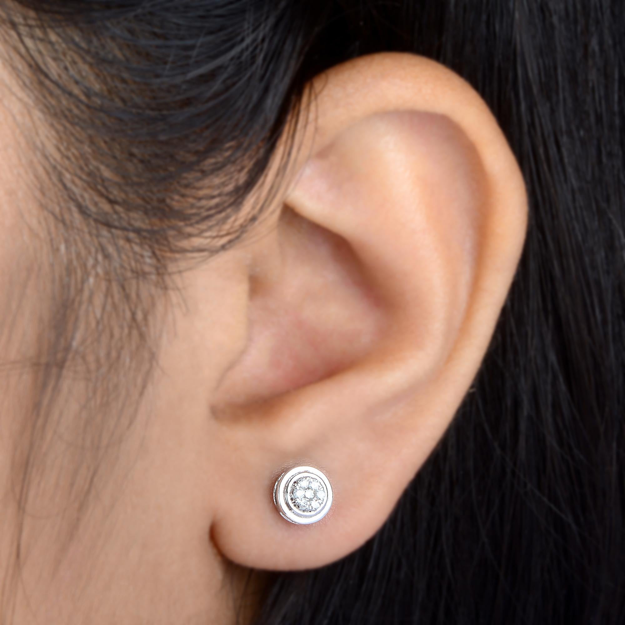 Modern 0.14 Carat SI Clarity HI Color Diamond Stud Earrings 10 Karat White Gold Jewelry For Sale