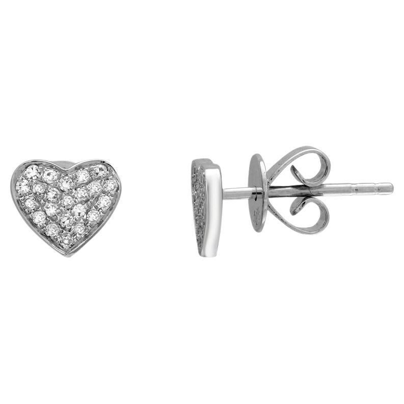 Thereby election wilderness 0.14 Carat Total Weight Pave Diamond Heart Stud Earrings, 14 Karat White  Gold For Sale at 1stDibs