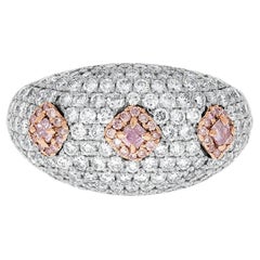 0.14 Carats Pink Diamond Three Stone Ring