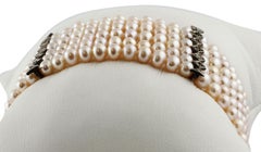 Diamantes, 23,40 g Pequeñas perlas rosas Filas Pulsera de cuentas de oro rosa y plata