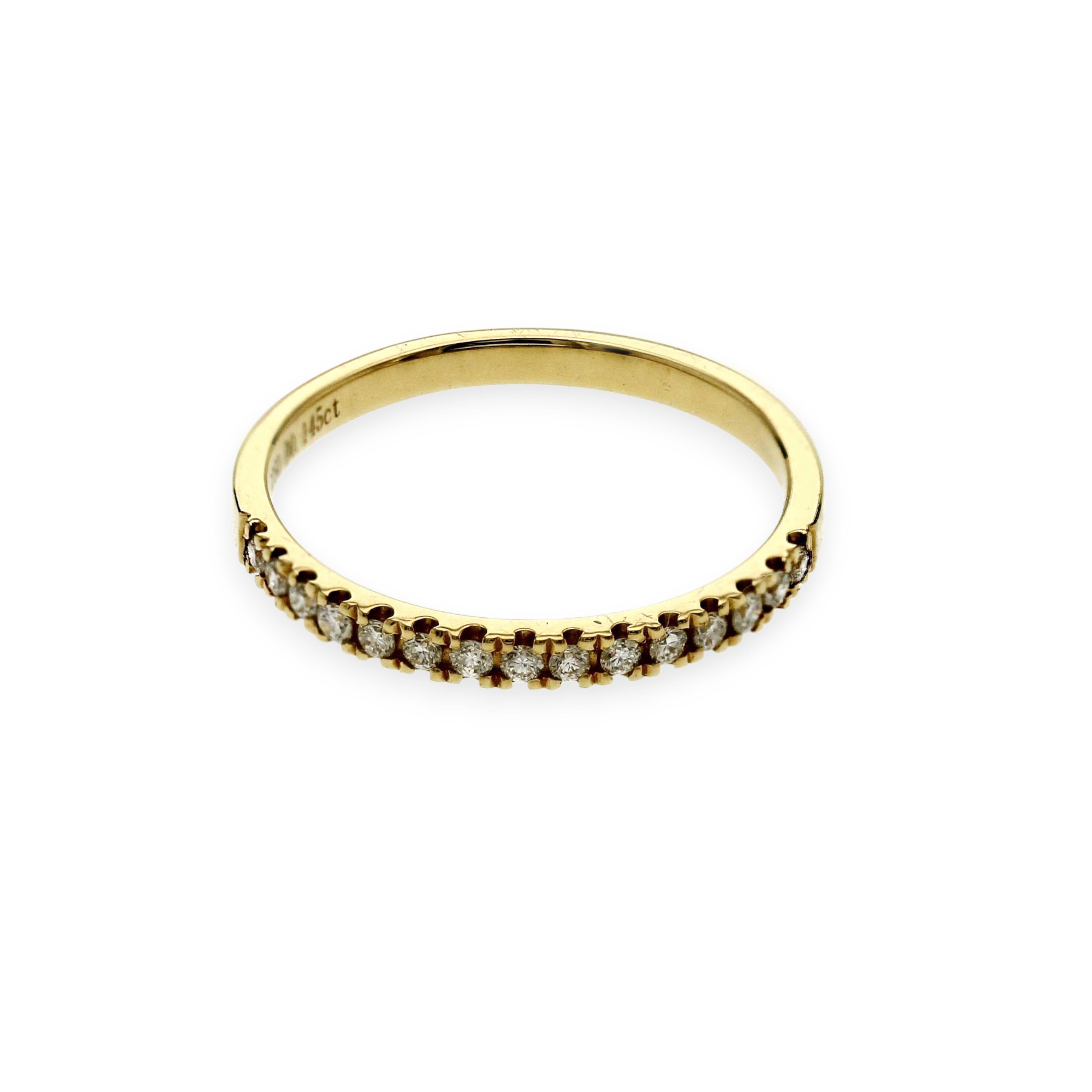 0,14 CT natürlicher Diamant 18K Gelbgold Ehering Größe 5 im Zustand „Hervorragend“ im Angebot in Los Angeles, CA