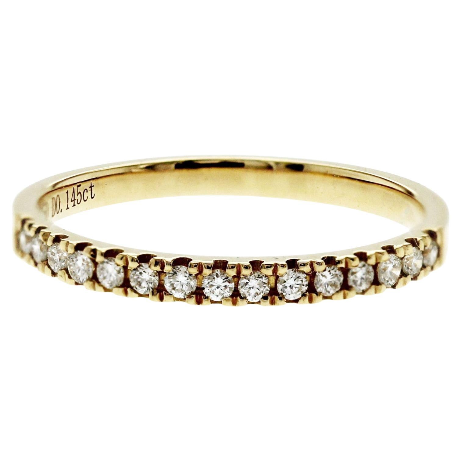 0,14 CT natürlicher Diamant 18K Gelbgold Ehering Größe 5