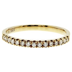 0.14 CT Natural Diamond 18K Yellow Gold Wedding Band Ring Size 5