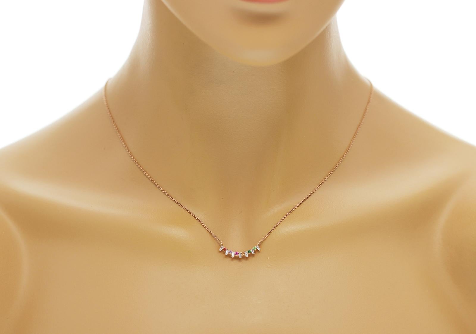 100% Authentic, 100% Customer Satisfaction

Pendant: 20 mm

Chain: 1 mm

Size: 16-18 Inches

Metal: 14K Rose Gold

Hallmarks: 14K

Total Weight: 2.04 Grams

Stone Type: 014 CT Natural Sapphire &  Diamond 0.18 CT  G   SI1

Condition: New With Tag
