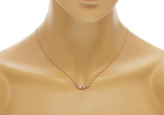 Collier à barre en or rose 14 carats avec saphirs 0,14 carat et diamants 0,18 carat