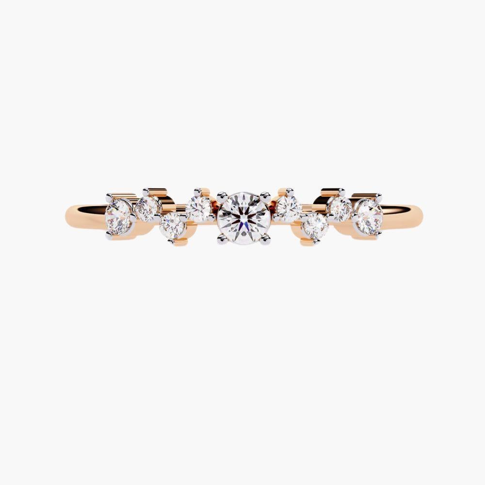 Alliance en or 14 carats avec diamants ronds multiples 0,14 carat en vente 4