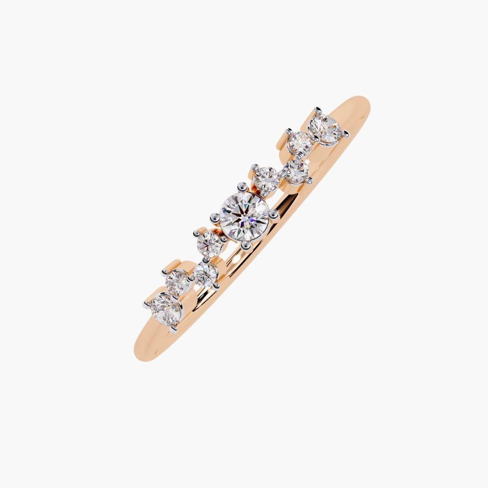Alliance en or 14 carats avec diamants ronds multiples 0,14 carat en vente 5