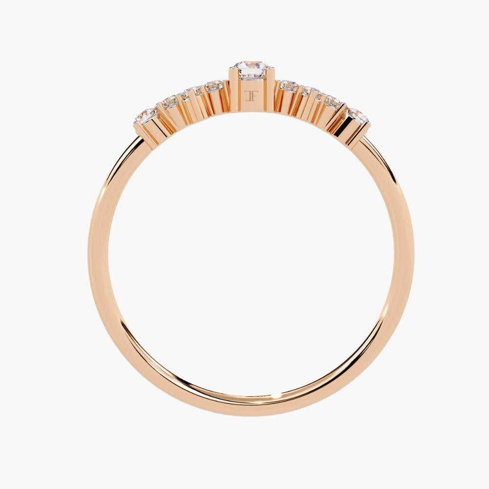 Alliance en or 14 carats avec diamants ronds multiples 0,14 carat en vente 7
