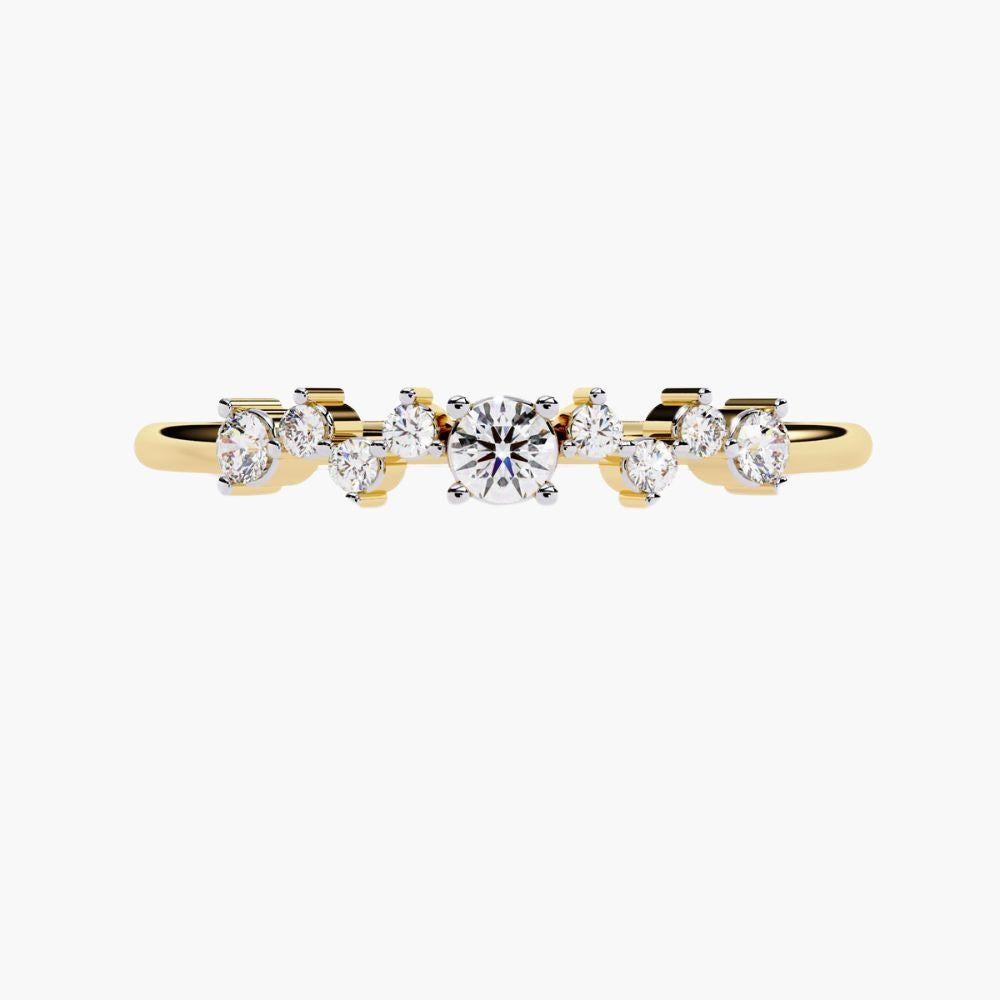 Alliance en or 14 carats avec diamants ronds multiples 0,14 carat Pour femmes en vente