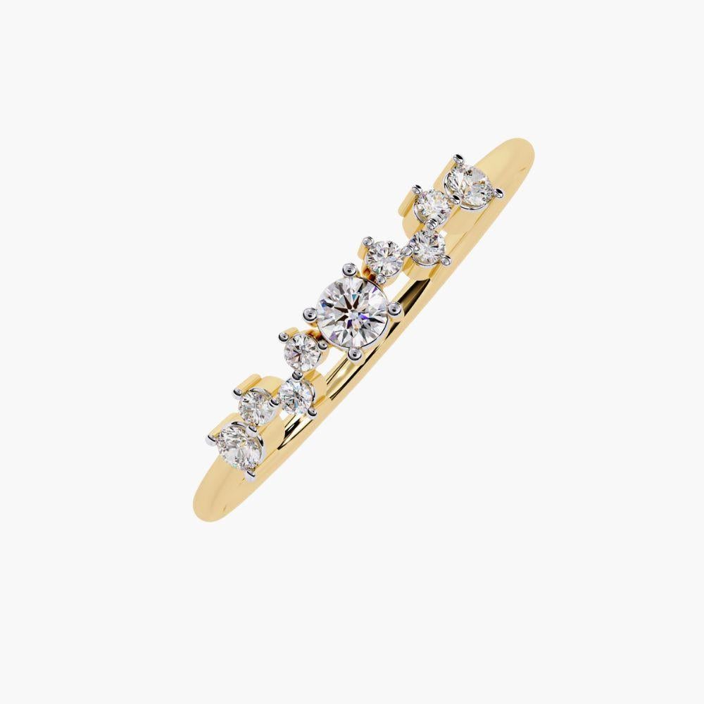 Alliance en or 14 carats avec diamants ronds multiples 0,14 carat en vente 1