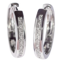 0.14 Karat Diamond Cluster Handmade 18 Karat Gold Hoop Cocktail Earrings