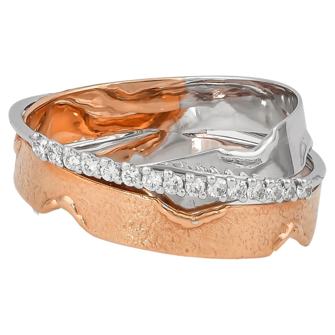 0.145 Carat Diamond Ring in 18 Karat White & Rose Gold For Sale